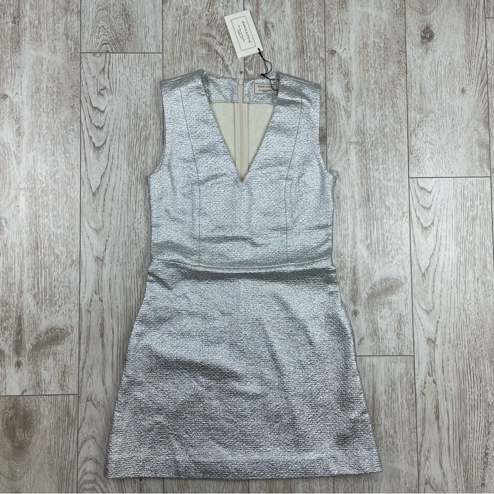MAISON KITSUNÉ 36 Elegant Silver Sleeveless Dress